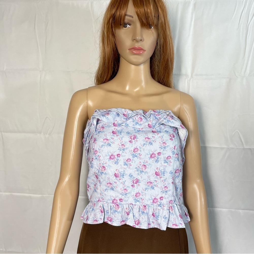 New Altar'd State Strapless Floral Linen Blend Top Size XXL